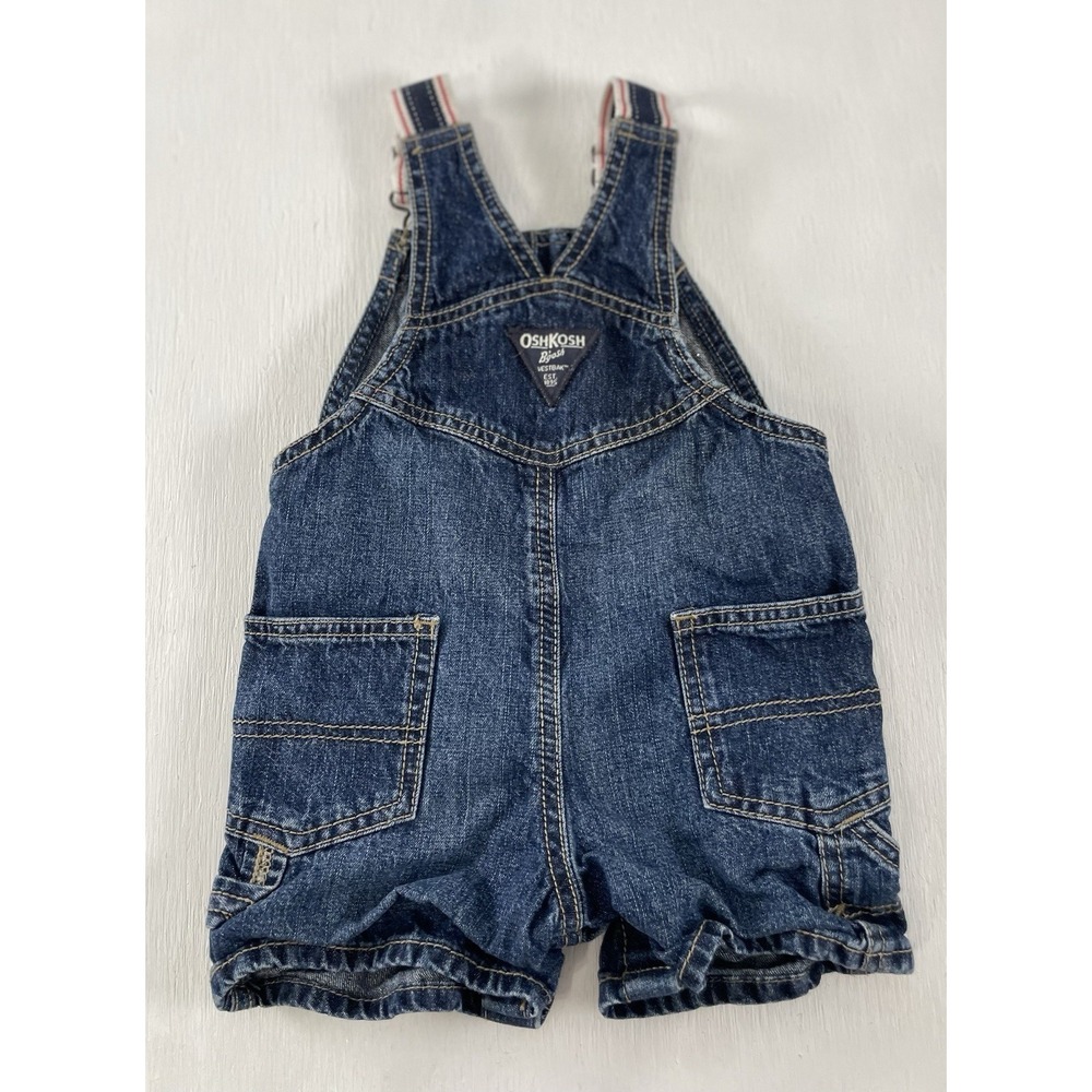 Osh Kosh Denim Overalls Size 9-12 Months Shortalls Blue Jean‎ Baby Cute - Picture 9 of 9